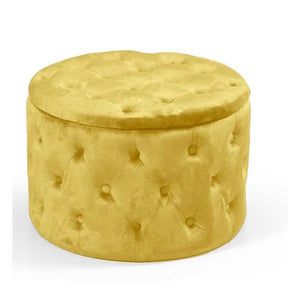 POUF CONTENITORE IN VELLUTO TRAPUNTATO 60 X 60 X 42 CM COLORE GIALLO