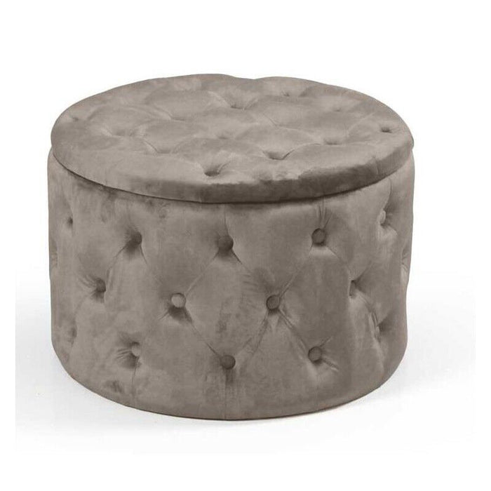 POUF CONTENITORE IN VELLUTO TRAPUNTATO 60 X 60 X 42 CM COLORE TORTORA