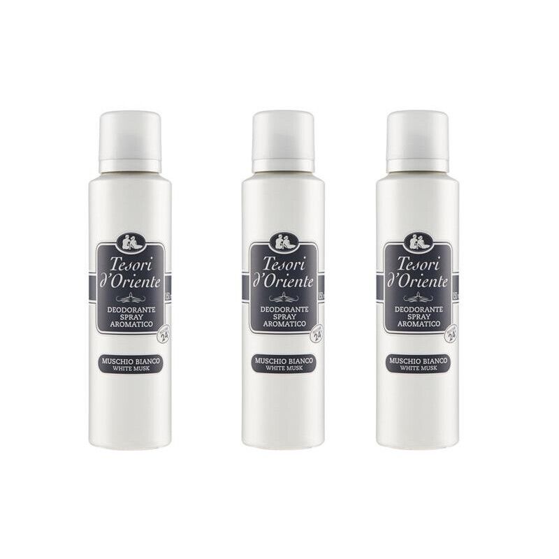 SET 3 CONFEZIONI TESORI D'ORIENTE DEODORANTE SPRAY MUSCHIO BIANCO DA 150 ML