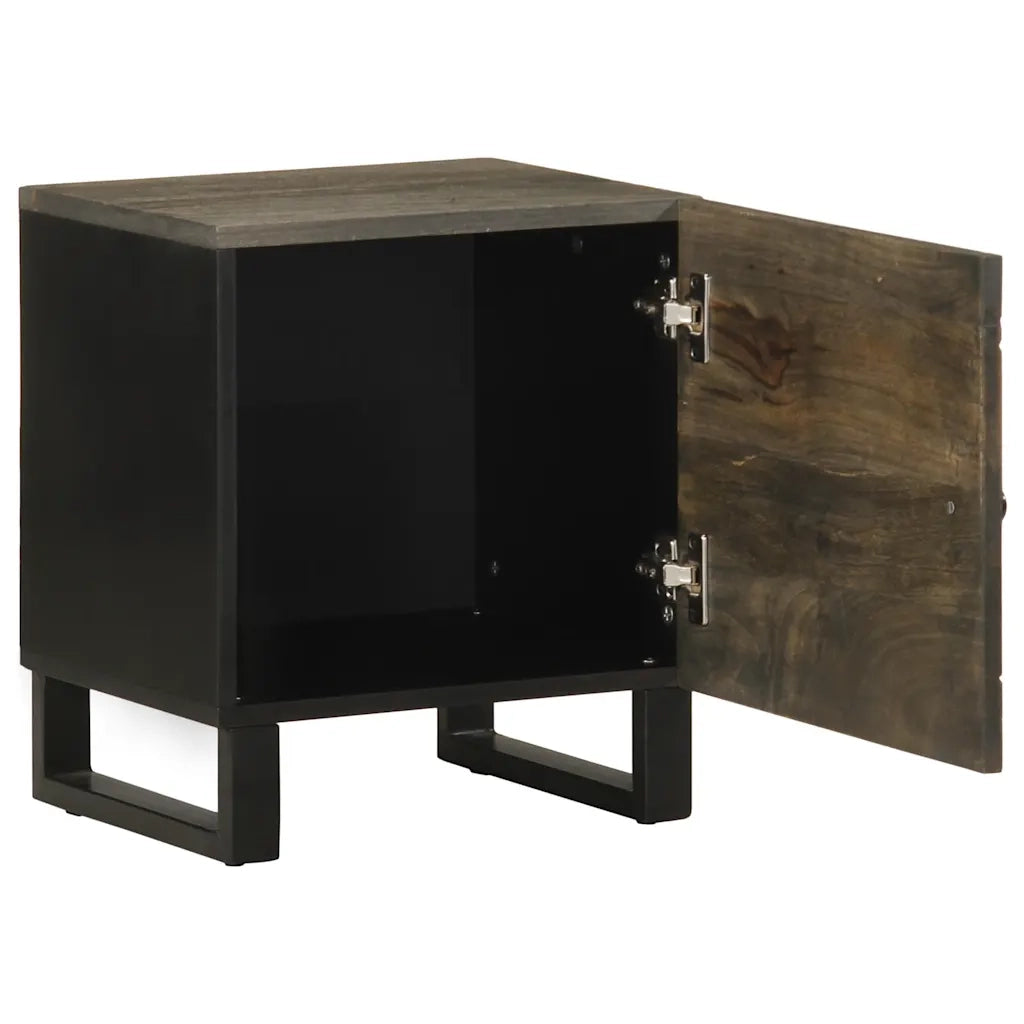 Set di 2 Comodini | Armadio da Notte | Mobiletto da notte Neri 40x33x46 cm in Legno Massello di Mango
