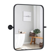Specchio da parete girevole 76,5 x 56 cm inclinazione regolabile moderno ed elegante metallo nero 20_0018412