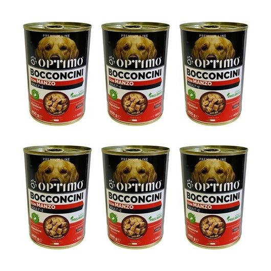 KIT SET 6 PZ OPTIMO BOCCONCINI PER CANE AL GUSTO MANZO DA 400 GR