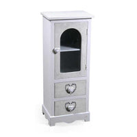 VINCY MOBILETTO CON 2 CASSETTI E VETRINA 32X26X80 CM COLORE BIANCO E CUORE