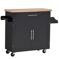 CARRELLO DA CUCINA CON CASSETTO E ARMADIETTO 109X40X89 CM NERO E LEGNO