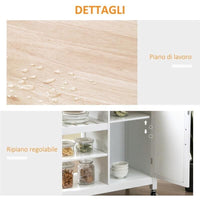CARRELLO DA CUCINA CON CASSETTO ANTA E RIPIANO A 3 LIVELLI 92X40X84CM BIANCO