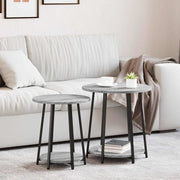 Set tavolini con lo scaffale 2 pcs Grigio Sonoma e Nero 869705