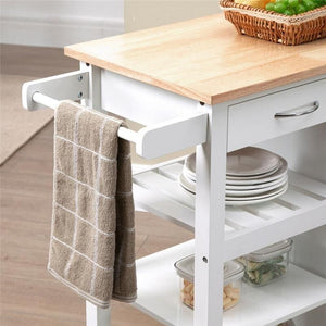 CARRELLO DA CUCINA CON CASSETTO ANTA E RIPIANO A 3 LIVELLI 92X40X84CM BIANCO