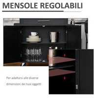 CARRELLO DA CUCINA CON CASSETTO E ARMADIETTO 109X40X89 CM NERO E LEGNO