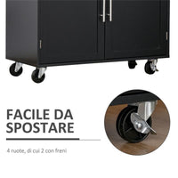 CARRELLO DA CUCINA CON CASSETTO E ARMADIETTO 109X40X89 CM NERO E LEGNO