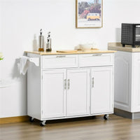 CARRELLO DA CUCINA MULTIUSO IN LEGNO 121X46X91CM BIANCO E MARRONE