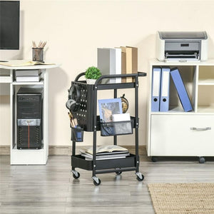 CARRELLO MULTIUSO A  3 LIVELLI IN ACCIAIO 51.5X32X75.6 CM NERO