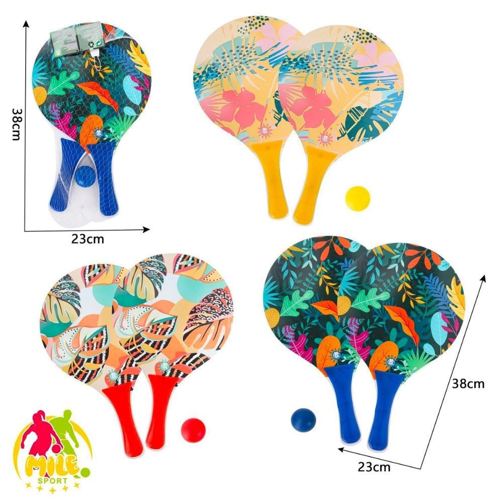 Trade Shop - Racchette Da Spiaggia Con Pallina Divertimento Piscina Mare Varie Fantasie 38x23 -