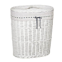 CESTO PORTABIANCHERIA IN VIMINI CON COPERCHIO E SACCO IN TESSUTO  BIANCO