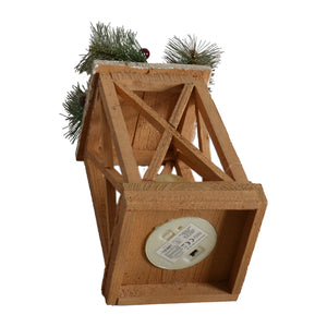 LANTERNA NATALIZIA IN LEGNO CON CANDELA  A LED