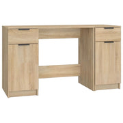 Scrivania da ufficio postazione di lavoro mobile per computer studio con mobiletto laterale legno ingegnerizzato rovere Sonoma marrone 02_0023394
