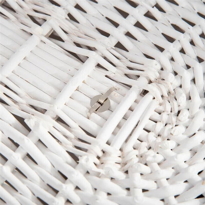 CESTO PORTABIANCHERIA IN VIMINI CON COPERCHIO E SACCO IN TESSUTO  BIANCO