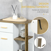 MOBILE BAGNO MODERNO CON CASSETTO E RIPIANI IN LEGNO 50X30X89CM BIANCO