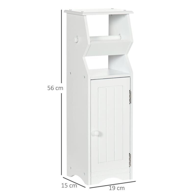 MOBILETTO DA BAGNO CON ARMADIETTO E SPAZIO PER CARTA IGIENICA 19X15X56 CM BIANCO