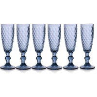 SET 6 CALICI FLUTE DIAMANTE DA 140CC IN COLORE BLU