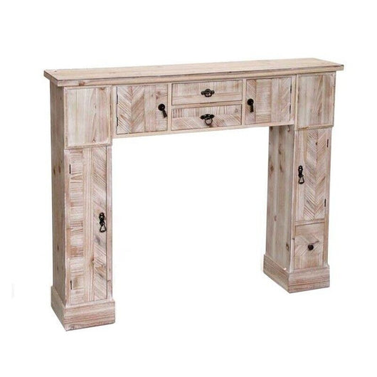 CORNICE PER CAMINETTO 120X23X H100 CM IN LEGNO SHABBY CON 2 ANTE E 5 CASSETTI