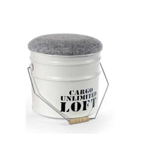 LOFT POUF CONTENITOREW IN METALLO 30X 25 CM BIANCO E GRIGIO