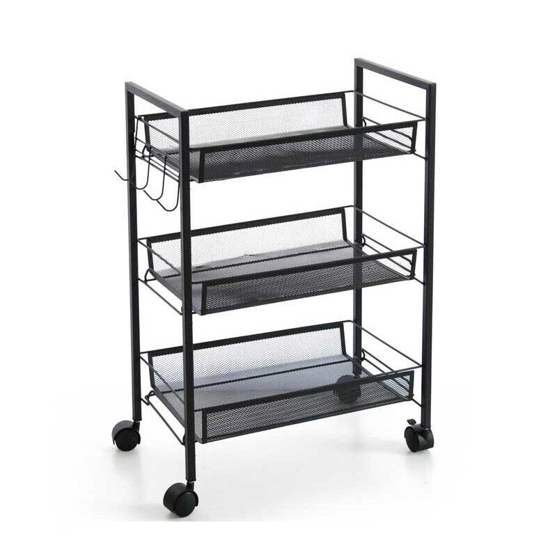 CARRELLO DA CUCINA IN METALLO CON RUOTE 45X27X63 CM IN COLORE NERO