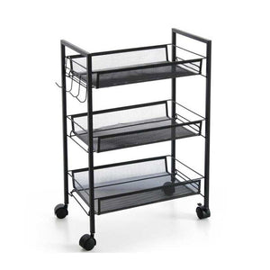 CARRELLO DA CUCINA IN METALLO CON RUOTE 45X27X63 CM IN COLORE NERO