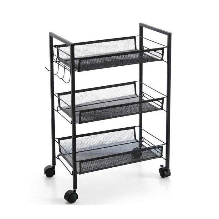 CARRELLO DA CUCINA IN METALLO CON RUOTE 45X27X63 CM IN COLORE NERO