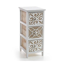 CASSETTIERA DA ARREDO DECORATA CON 3 CASSETTI 26X32XH62CM LEGNO E BIANCO