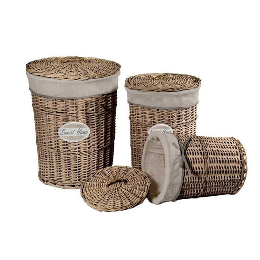 SET DI 3 CESTI PORTA BIANCHERIA SWEET HOME IN COLORE TORTORA