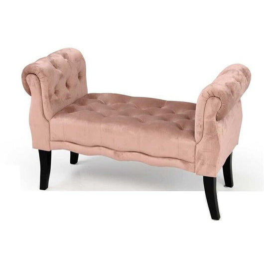 PANCA IN VELLUTO CON POGGIOLI 100 X 40 X H61 CM IN COLORE ROSA ANTICO