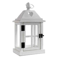 LANTERNA CON STRUTTURA IN LEGNO 15X12X27CM COLORE BIANCO