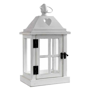 LANTERNA CON STRUTTURA IN LEGNO 15X12X27CM COLORE BIANCO