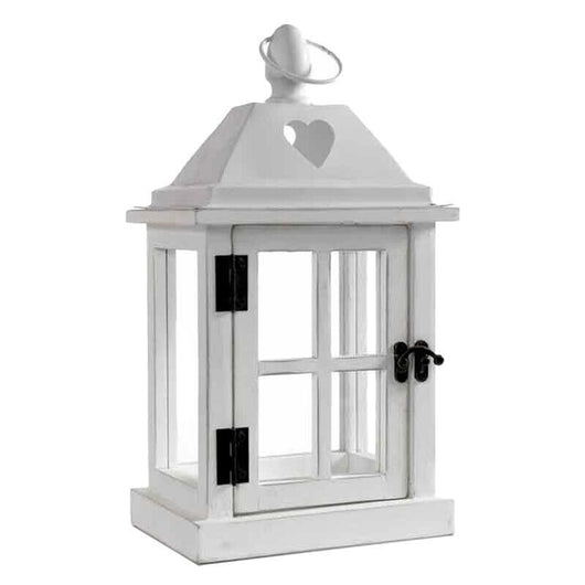 LANTERNA CON STRUTTURA IN LEGNO 15X12X27CM COLORE BIANCO