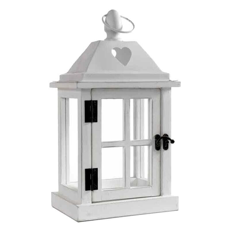 LANTERNA CON STRUTTURA IN LEGNO 15X12X27CM COLORE BIANCO
