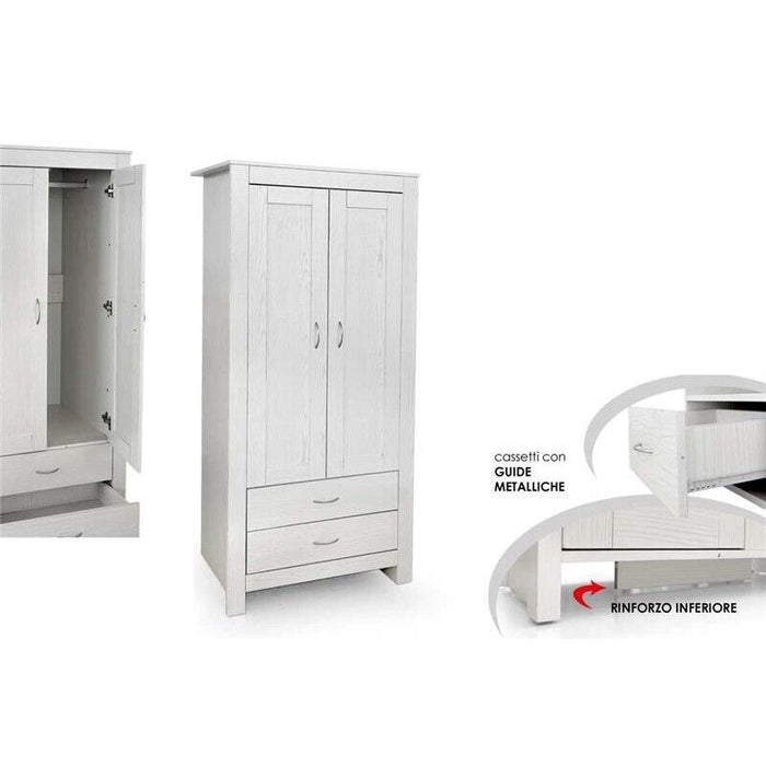 ARMADIO DA ARREDO CON 2 CASSETTI E ANTE 80X52X180 CM COLORE BIANCO