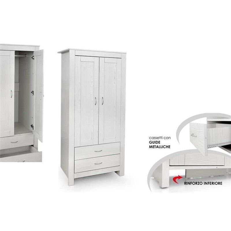 ARMADIO DA ARREDO CON 2 CASSETTI E ANTE 80X52X180 CM COLORE BIANCO