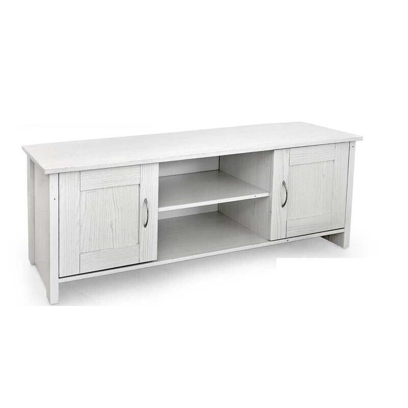 MOBILE DA ARREDO PORTA TV IN LEGNO CON 2 ANTE E VANI APERTI 130X39X48 CM BIANCO