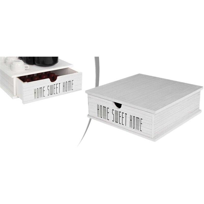 CASSETTO PORTA CIALDE IN LEGNO HOME SWEET HOME 33X33X10 CM BIANCO