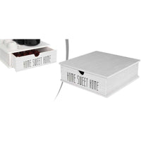 CASSETTO PORTA CIALDE IN LEGNO HOME SWEET HOME 33X33X10 CM BIANCO