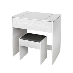 TOELETTA IN LEGNO CON SGABELLO E SPECCHIO 75X45X75 CM COLORE BIANCO