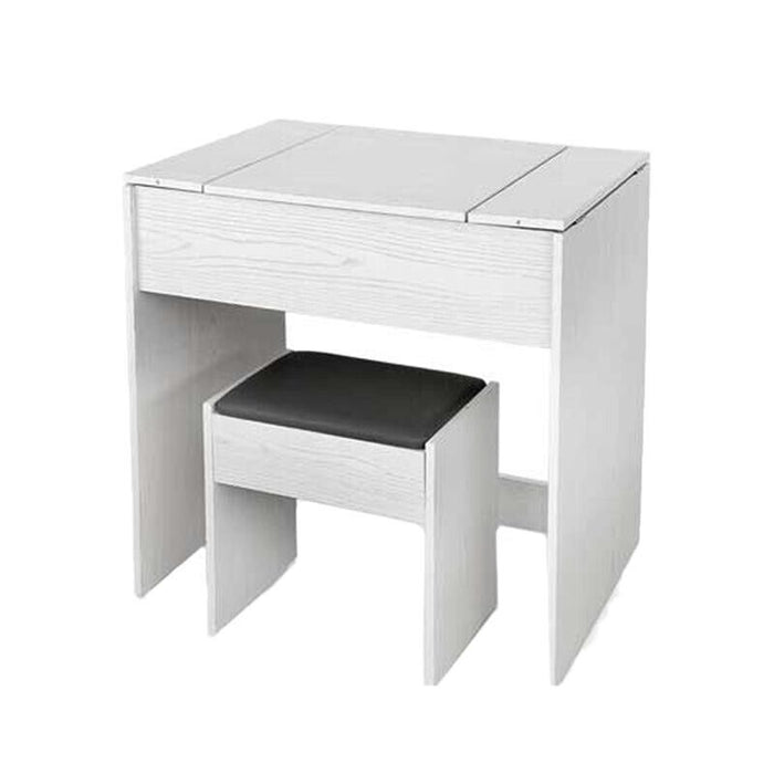 TOELETTA IN LEGNO CON SGABELLO E SPECCHIO 75X45X75 CM COLORE BIANCO