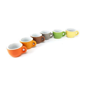SET 6 TAZZINE CAFFÈ MULTICOLOR IN CERAMICA CON 4 CUCCHIAINI IN ACCIAIO INOX