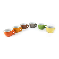 SET 6 TAZZINE CAFFÈ MULTICOLOR IN CERAMICA CON 4 CUCCHIAINI IN ACCIAIO INOX