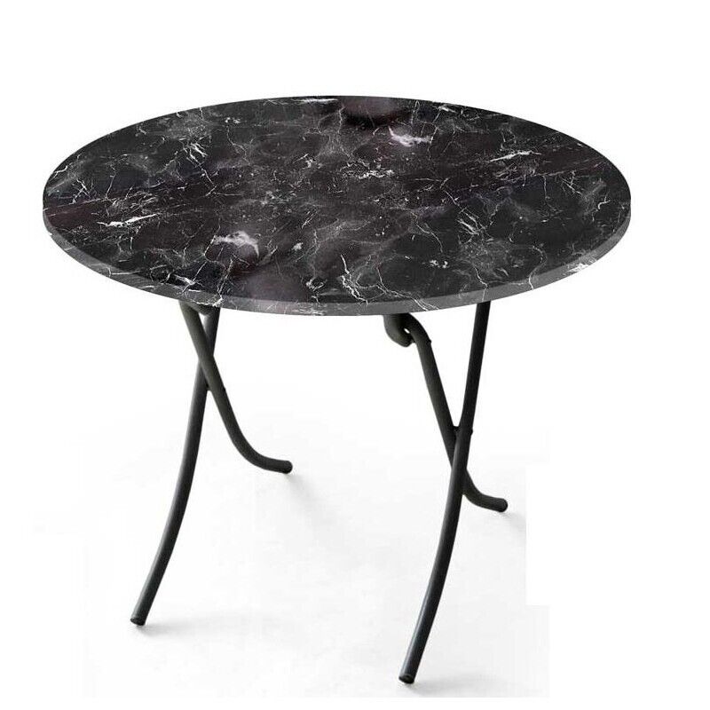 SAN PAOLO TAVOLO TONDO PIEGHEVOLE 70XH75CM AD EFFETTO MARMO NERO