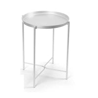 TAVOLINO STYLE TONDO PIEGHEVOLE IN METALLO 38X38X H51 CM IN COLORE BIANCO