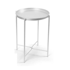 TAVOLINO STYLE TONDO PIEGHEVOLE IN METALLO 38X38X H51 CM IN COLORE BIANCO