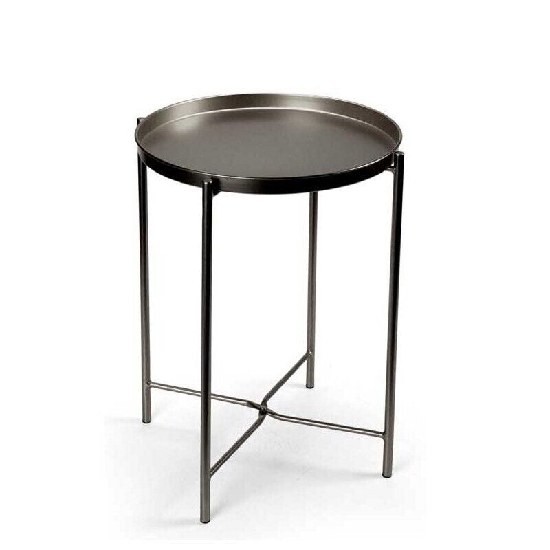 TAVOLINO STYLE TONDO PIEGHEVOLE IN METALLO 38X38X H51 CM IN COLORE NERO