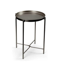 TAVOLINO STYLE TONDO PIEGHEVOLE IN METALLO 38X38X H51 CM IN COLORE NERO