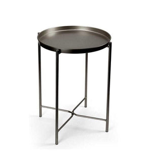 TAVOLINO STYLE TONDO PIEGHEVOLE IN METALLO 38X38X H51 CM IN COLORE NERO